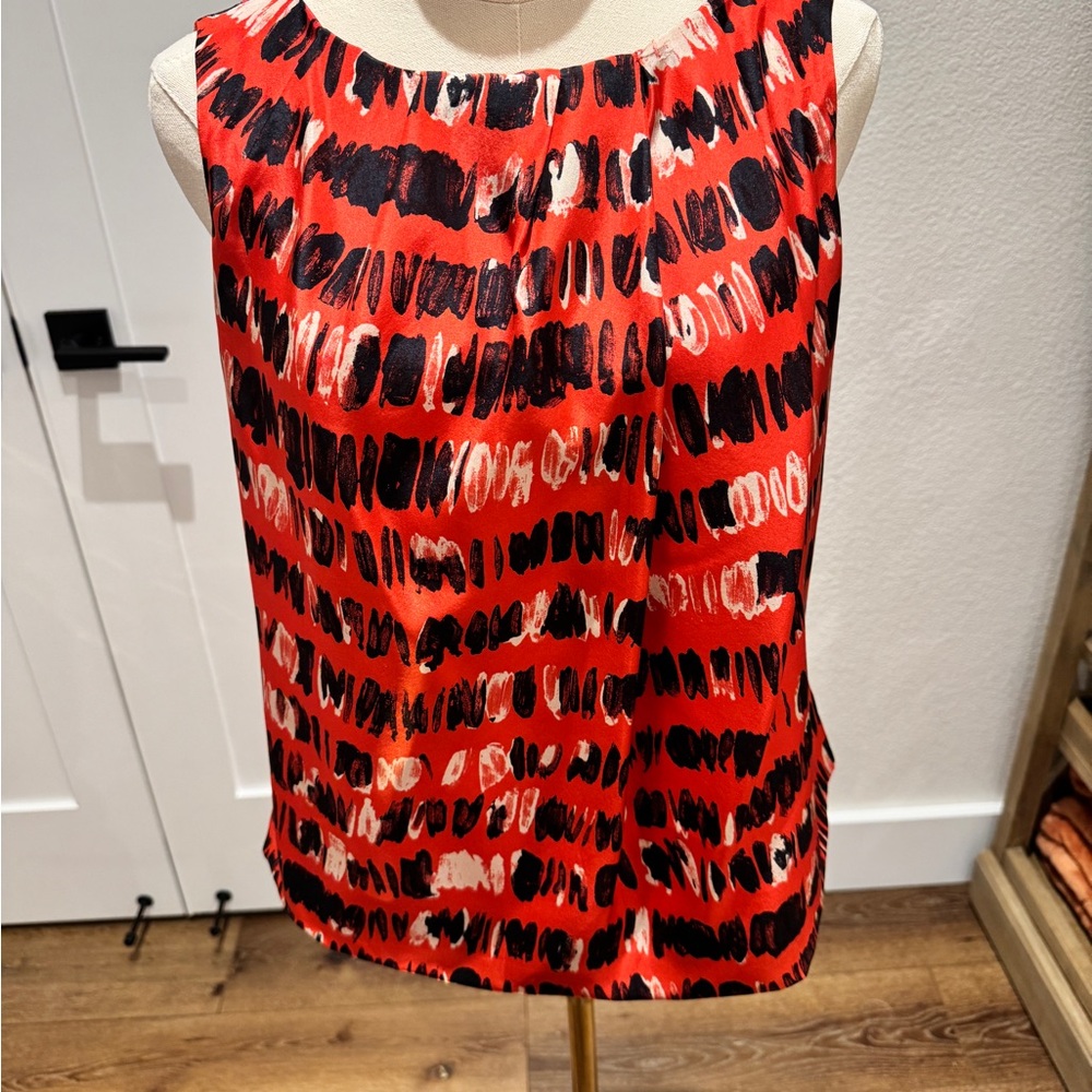 MaxMara Red and Black Patterned Blouse